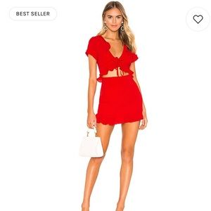 Superdown Mia Ruffle Tie Dress in Red